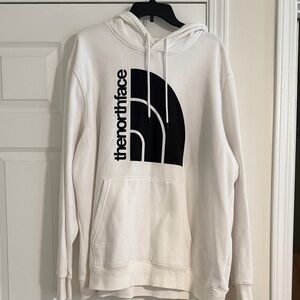 The North Face White Hoodie with Black Logo XXL- Worn Once Like New Condition